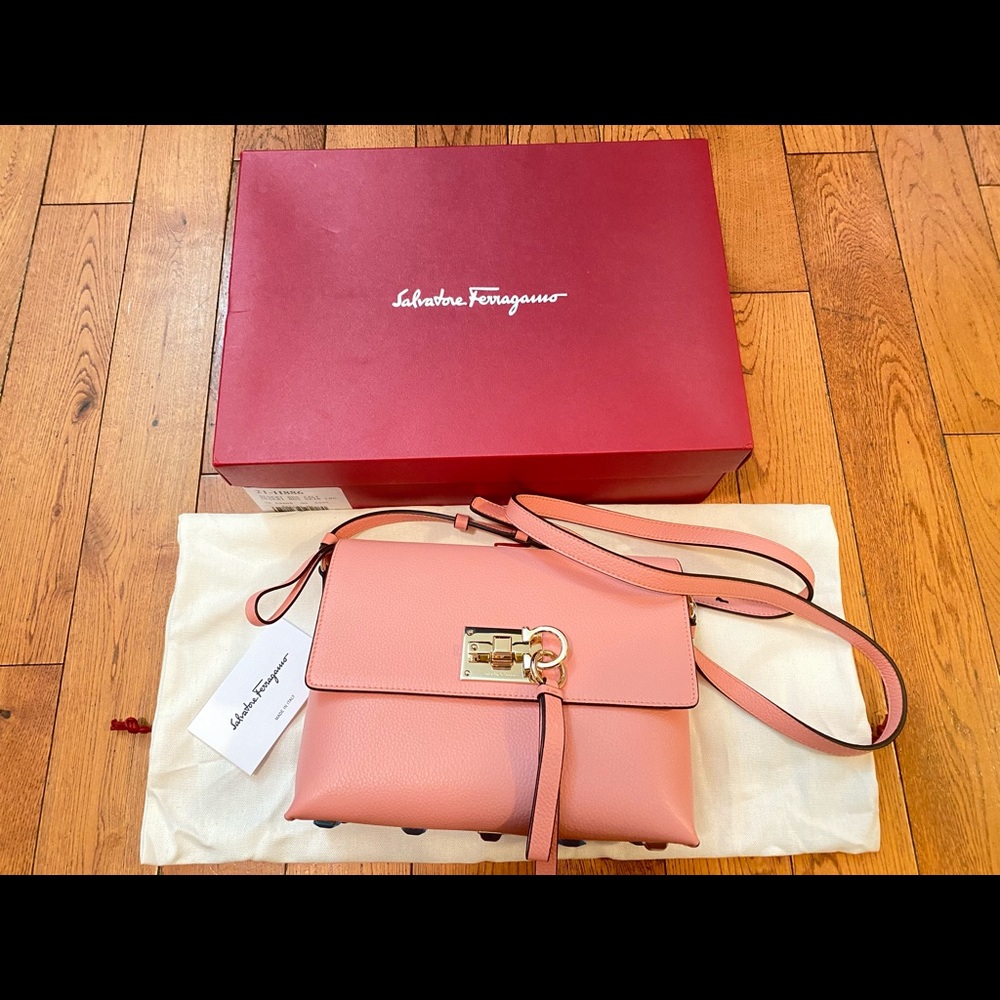 SALVATORE FERRAGAMO The Studio  Desert Rose Flap Bag H886 With Box- Dust Bag